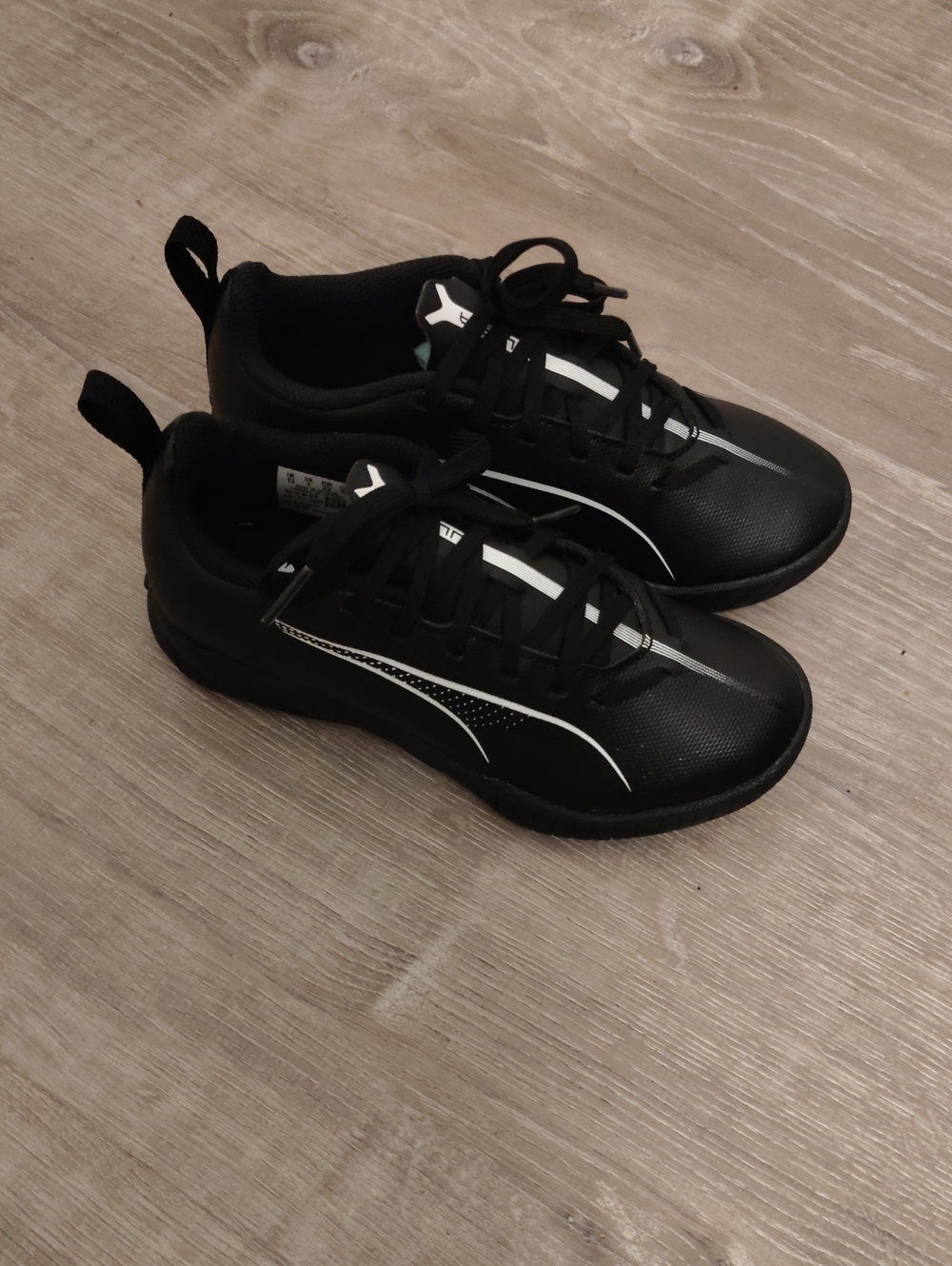 Puma Ultra Black Children Athletic Sneakers with White Accents
